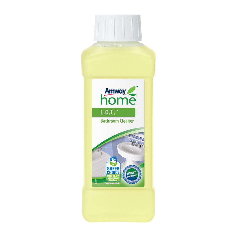 AMWAY LOC Bathroom Cleaner easily removes limescale and mineral deposits caused by hard water